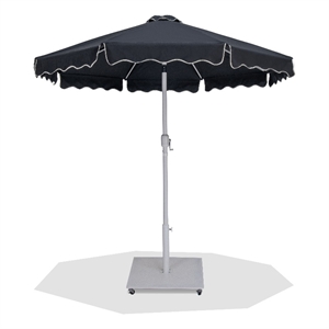 Meridian Furniture Amalfi Black Polyester Patio Umbrella with Base Set