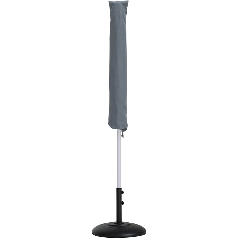Meridian Furniture Amalfi Black Polyester Patio Umbrella with Base Set