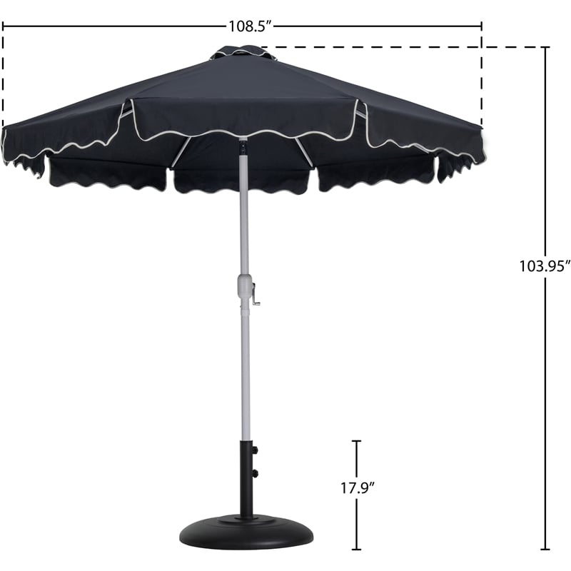 Meridian Furniture Amalfi Black Polyester Patio Umbrella with Base Set