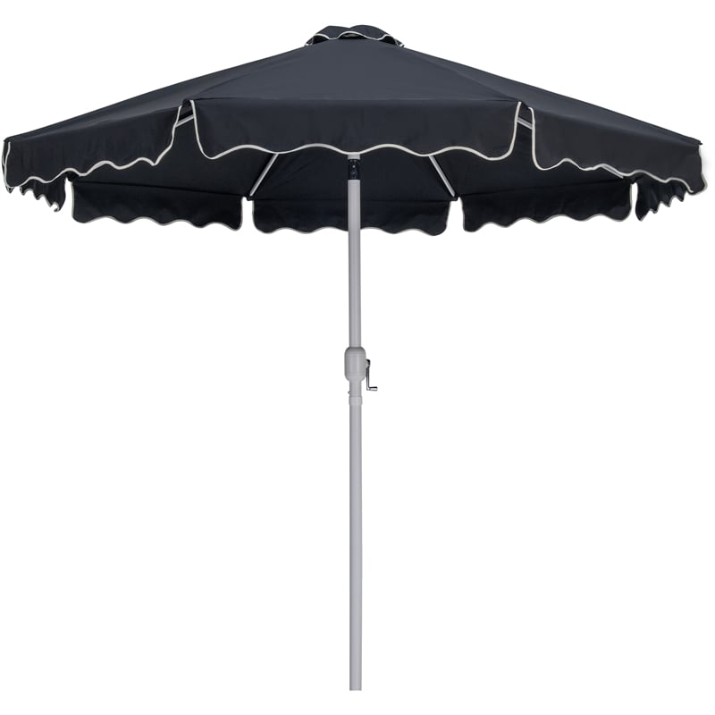 Meridian Furniture Amalfi Black Polyester Patio Umbrella with Base Set