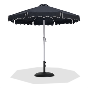 Meridian Furniture Amalfi Black Polyester Patio Umbrella with Base Set