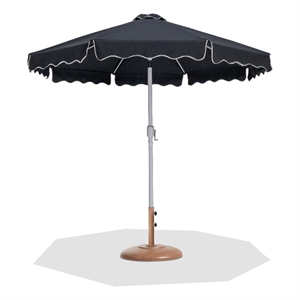 Meridian Furniture Amalfi Black Polyester Patio Umbrella with Base Set