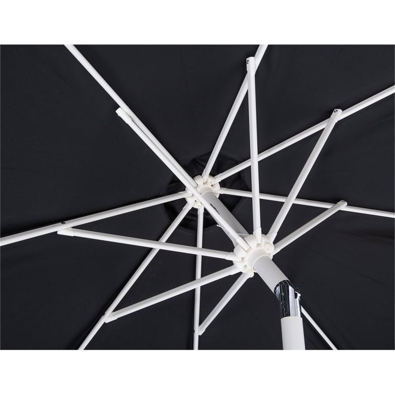 Meridian Furniture Amalfi Black Polyester Patio Umbrella with Base Set