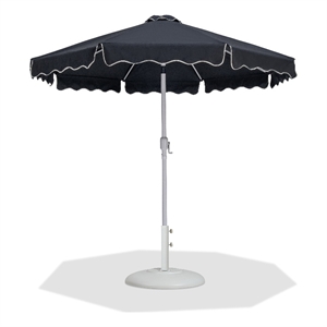 Meridian Furniture Amalfi Black Polyester Patio Umbrella with Base Set