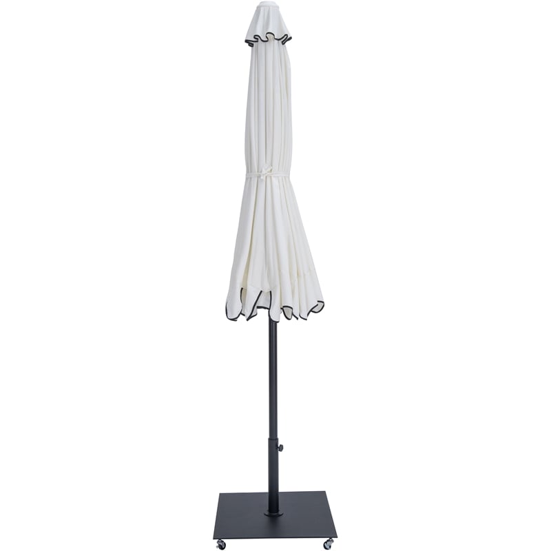 Meridian Furniture Amalfi White Polyester Patio Umbrella with Base Set