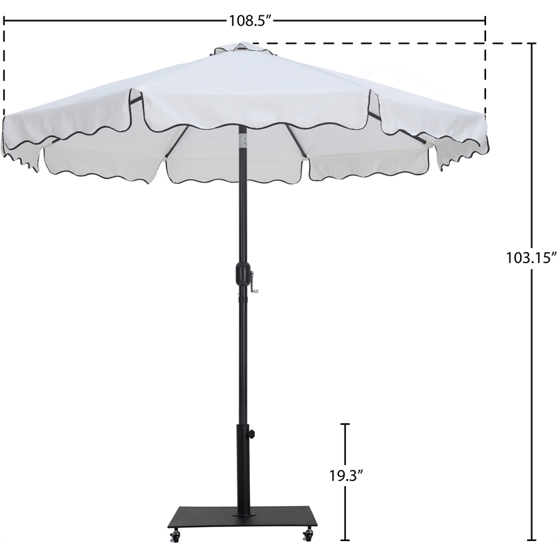 Meridian Furniture Amalfi White Polyester Patio Umbrella with Base Set