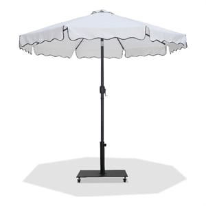 Meridian Furniture Amalfi White Polyester Patio Umbrella with Base Set
