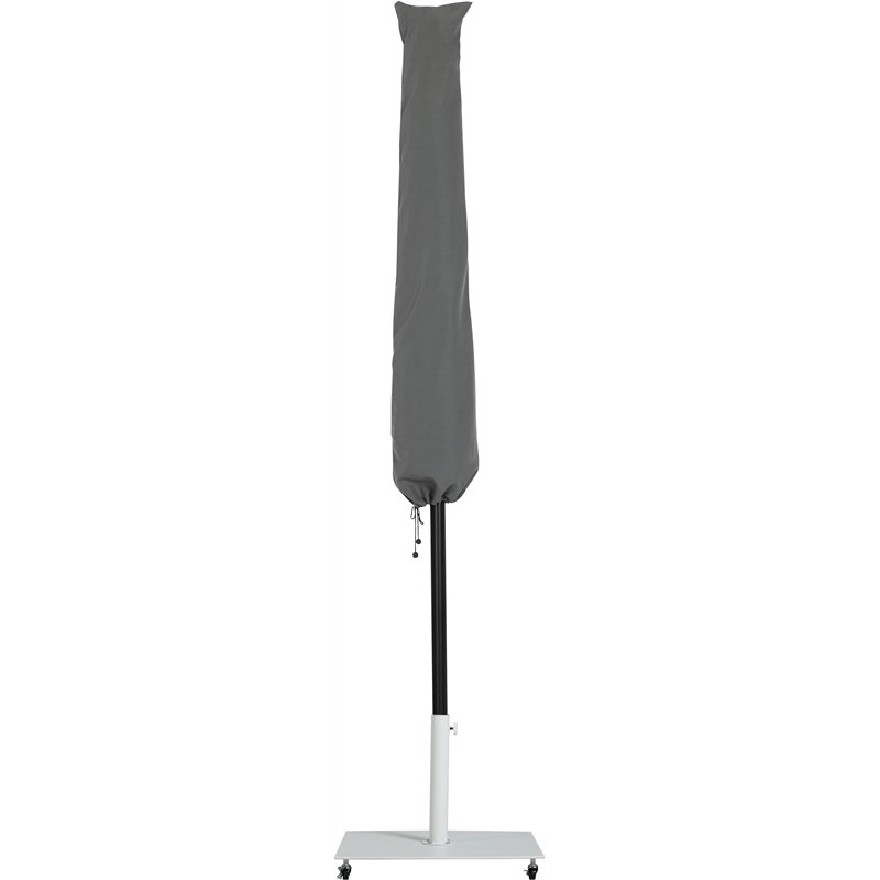 Meridian Furniture Amalfi White Polyester Patio Umbrella with Base Set