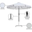 Meridian Furniture Amalfi White Polyester Patio Umbrella with Base Set