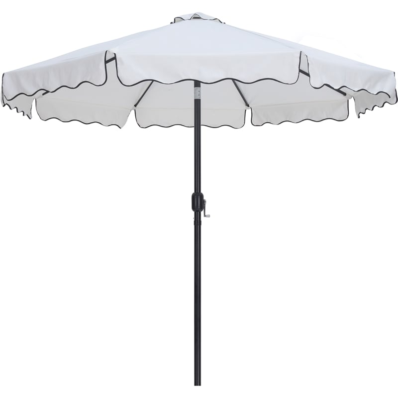 Meridian Furniture Amalfi White Polyester Patio Umbrella with Base Set