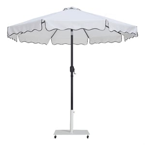 Meridian Furniture Amalfi White Polyester Patio Umbrella with Base Set