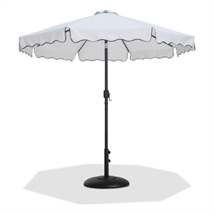 Meridian Furniture Amalfi White Polyester Patio Umbrella with Base Set