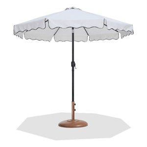 Meridian Furniture Amalfi White Polyester Patio Umbrella with Base Set