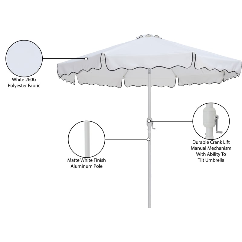 Meridian Furniture Amalfi White Polyester Patio Umbrella