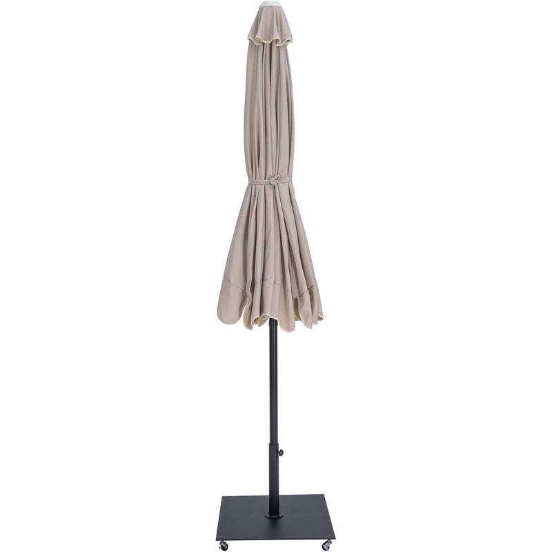 Meridian Furniture Amalfi Beige Polyester Patio Umbrella with Base Set