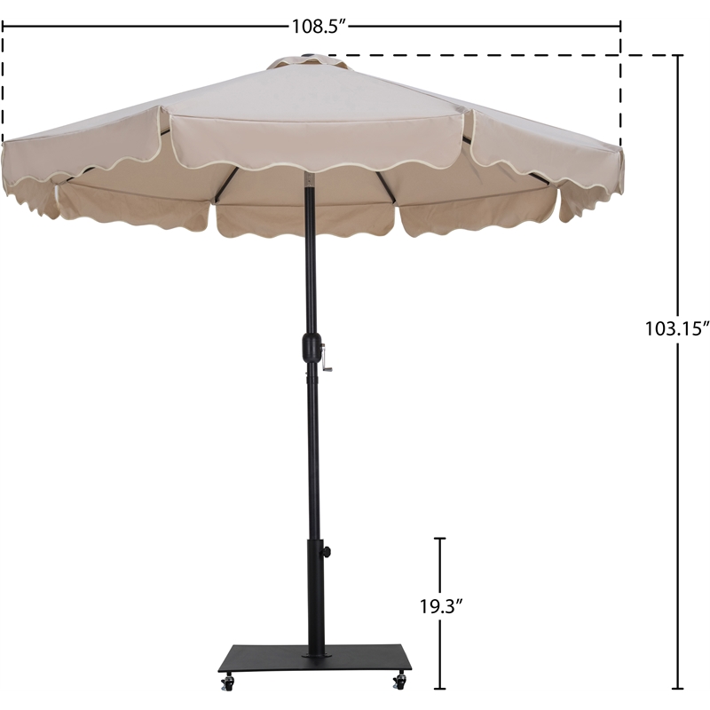 Meridian Furniture Amalfi Beige Polyester Patio Umbrella with Base Set