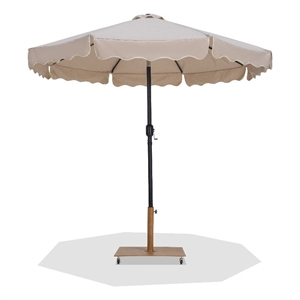 Meridian Furniture Amalfi Beige Polyester Patio Umbrella with Base Set