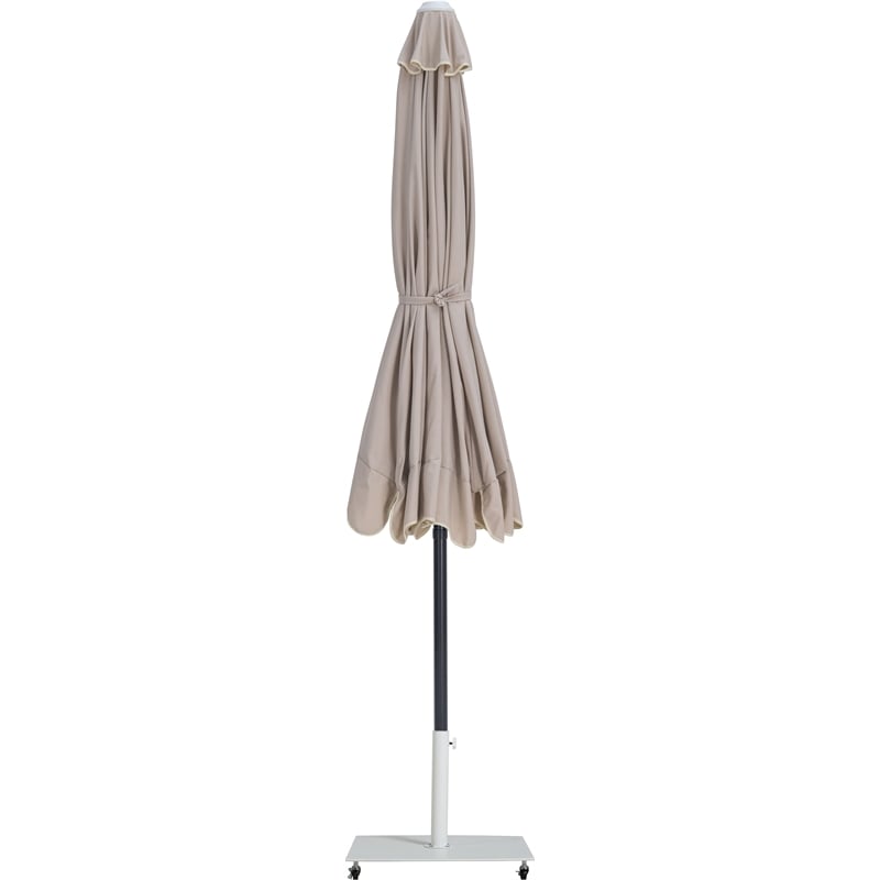 Meridian Furniture Amalfi Beige Polyester Patio Umbrella with Base Set