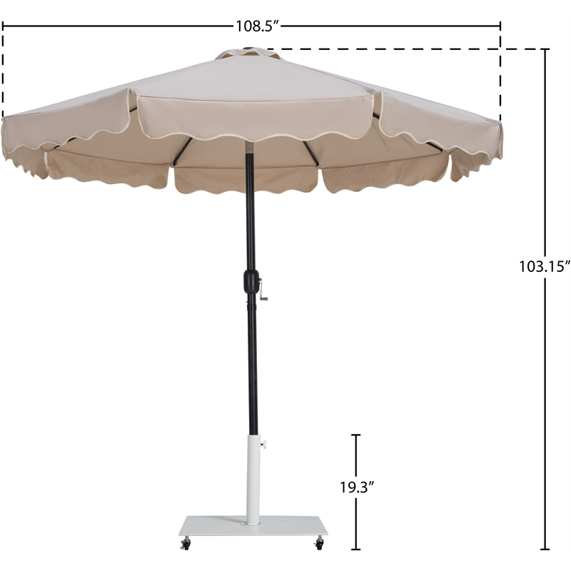 Meridian Furniture Amalfi Beige Polyester Patio Umbrella with Base Set