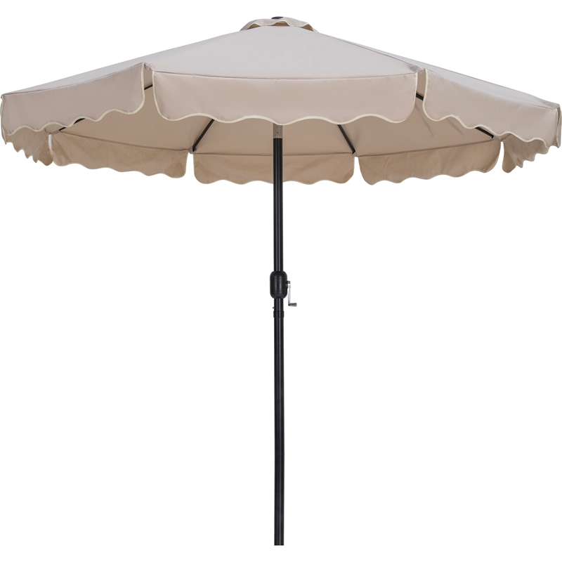 Meridian Furniture Amalfi Beige Polyester Patio Umbrella with Base Set