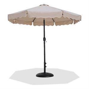 Meridian Furniture Amalfi Beige Polyester Patio Umbrella with Base Set