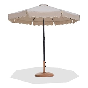 Meridian Furniture Amalfi Beige Polyester Patio Umbrella with Base Set
