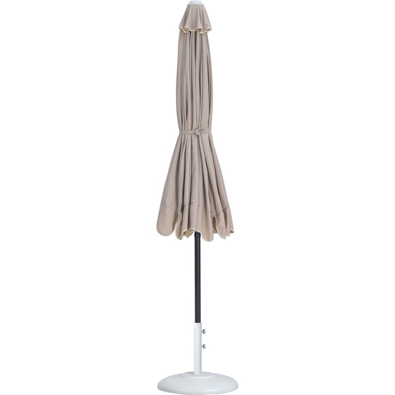 Meridian Furniture Amalfi Beige Polyester Patio Umbrella with Base Set