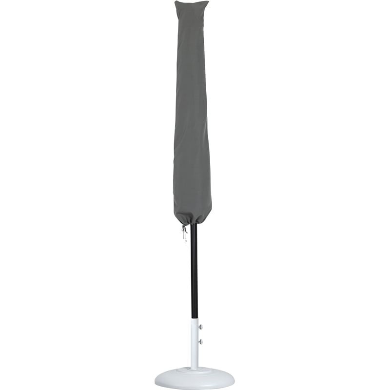 Meridian Furniture Amalfi Beige Polyester Patio Umbrella with Base Set
