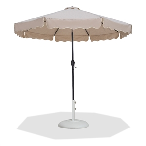 Meridian Furniture Amalfi Beige Polyester Patio Umbrella with Base Set