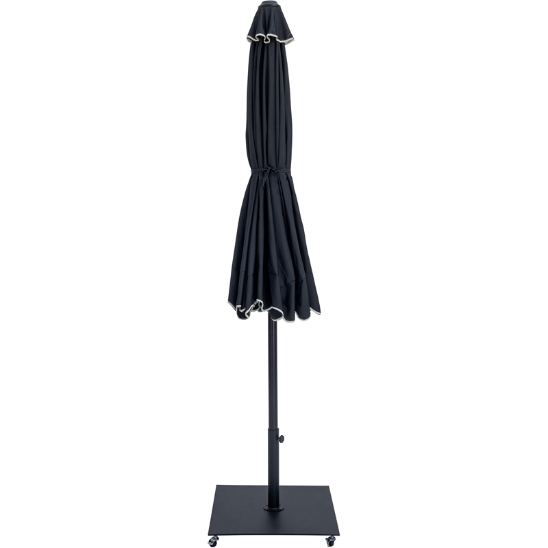 Meridian Furniture Amalfi Black Polyester Patio Umbrella with Base Set