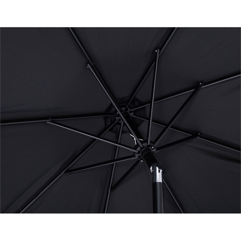 Meridian Furniture Amalfi Black Polyester Patio Umbrella with Base Set