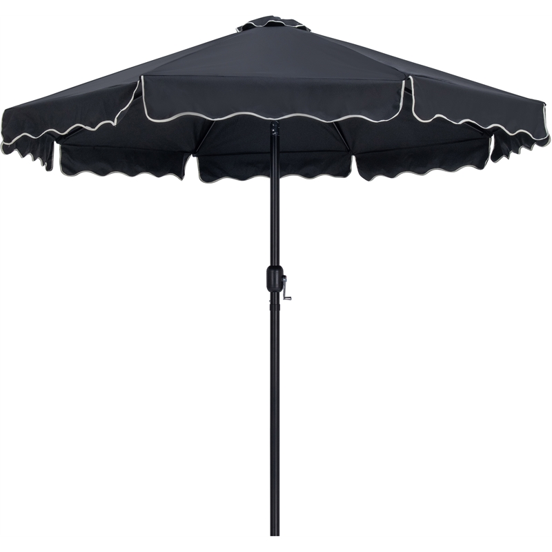 Meridian Furniture Amalfi Black Polyester Patio Umbrella with Base Set