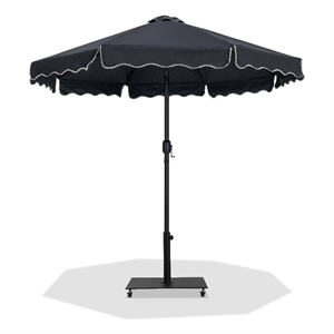 Meridian Furniture Amalfi Black Polyester Patio Umbrella with Base Set