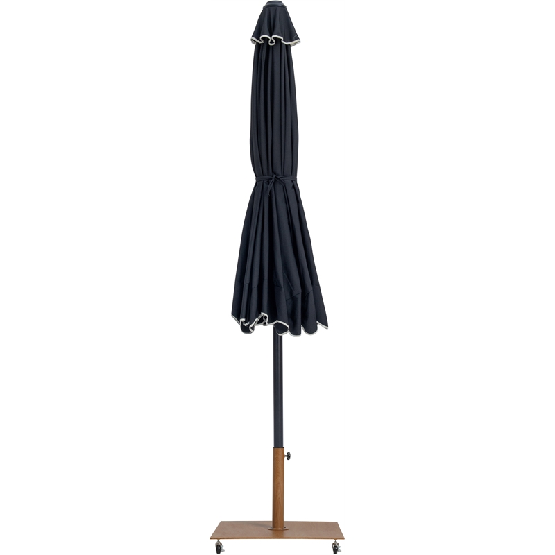 Meridian Furniture Amalfi Black Polyester Patio Umbrella with Base Set