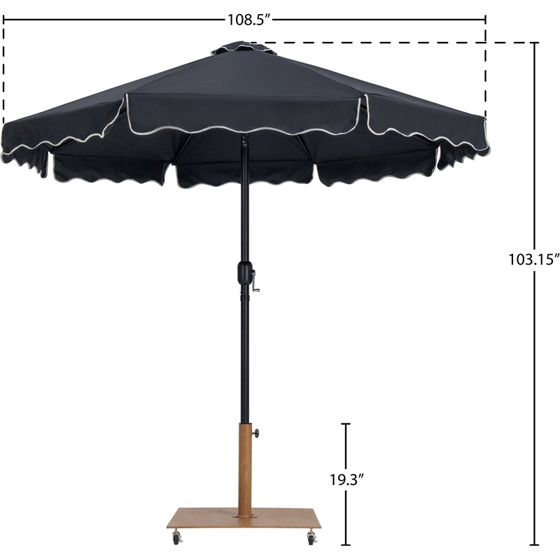 Meridian Furniture Amalfi Black Polyester Patio Umbrella with Base Set