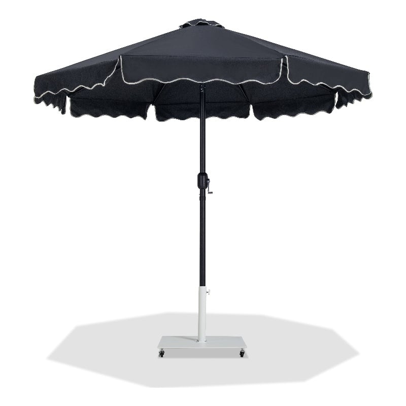 Meridian Furniture Amalfi Black Polyester Patio Umbrella with Base Set