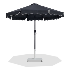 Meridian Furniture Amalfi Black Polyester Patio Umbrella with Base Set