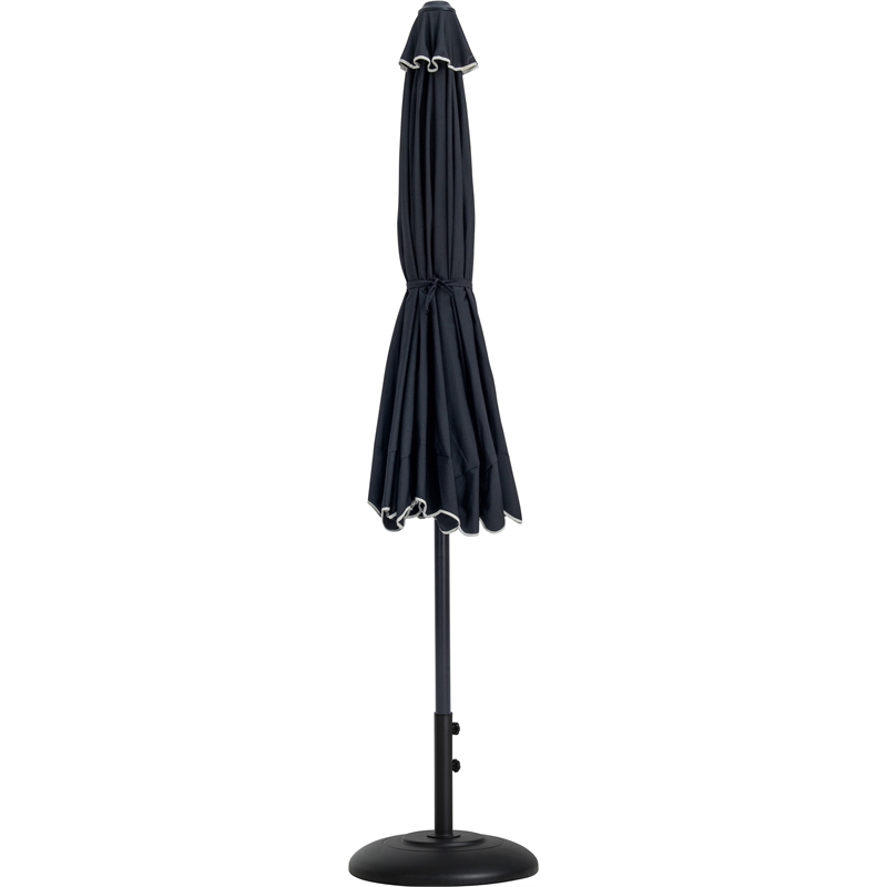 Meridian Furniture Amalfi Black Polyester Patio Umbrella with Base Set