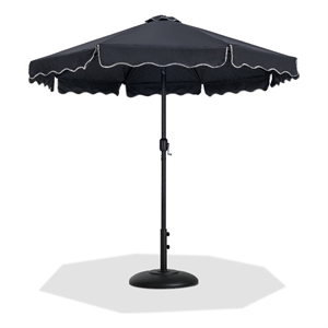 Meridian Furniture Amalfi Black Polyester Patio Umbrella with Base Set