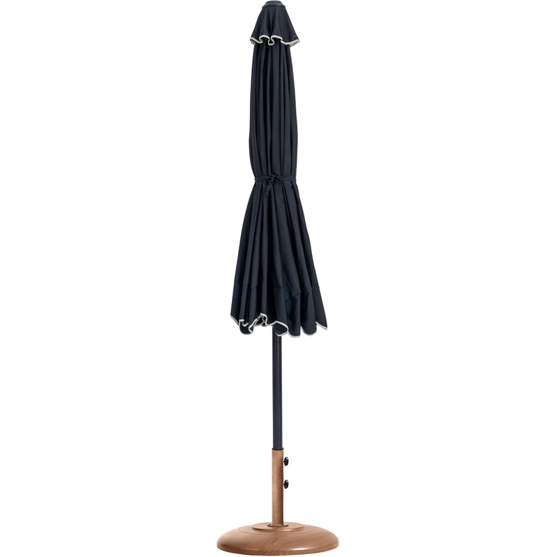 Meridian Furniture Amalfi Black Polyester Patio Umbrella with Base Set