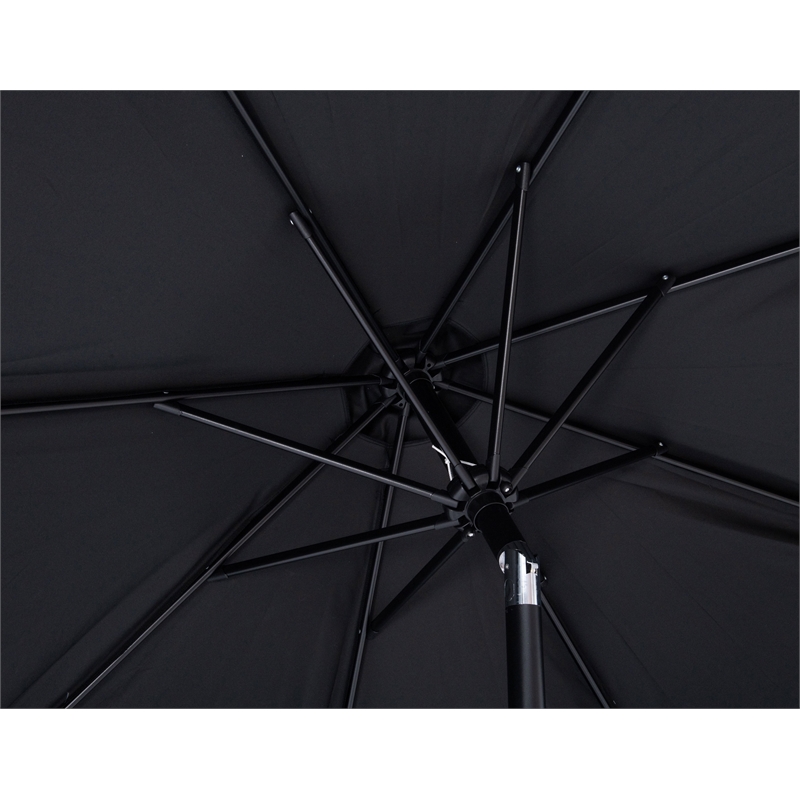 Meridian Furniture Amalfi Black Polyester Patio Umbrella with Base Set