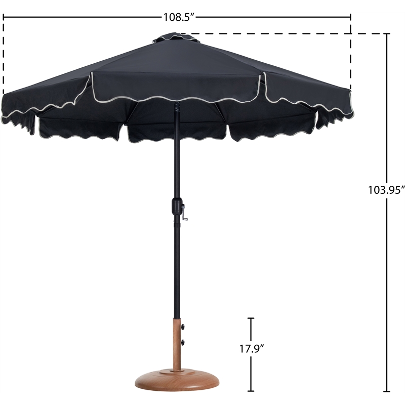 Meridian Furniture Amalfi Black Polyester Patio Umbrella with Base Set