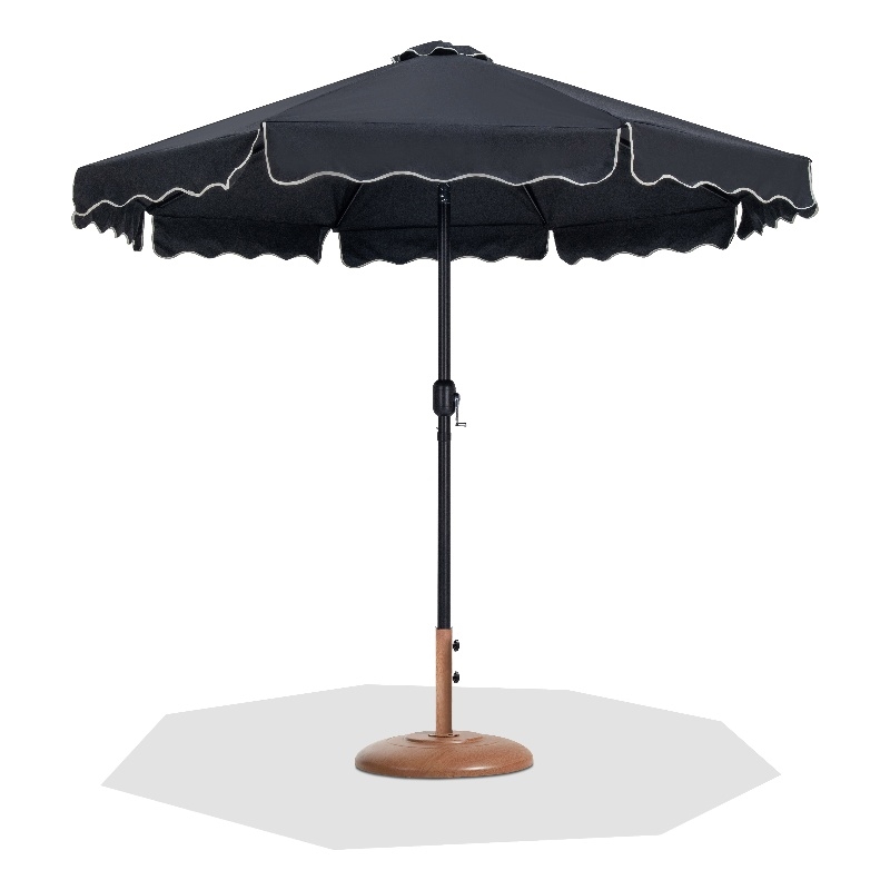 Meridian Furniture Amalfi Black Polyester Patio Umbrella with Base Set