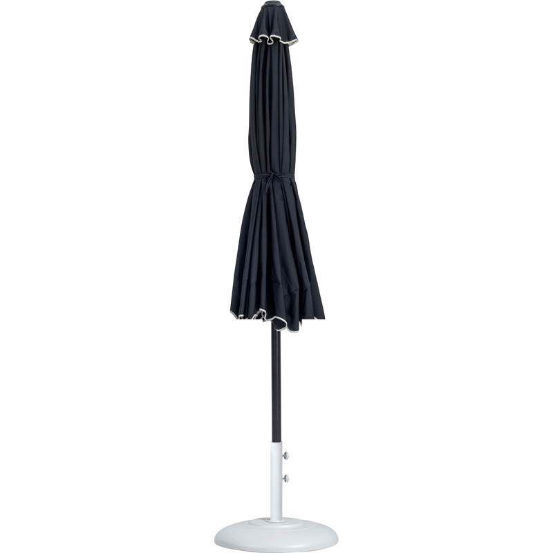 Meridian Furniture Amalfi Black Polyester Patio Umbrella with Base Set