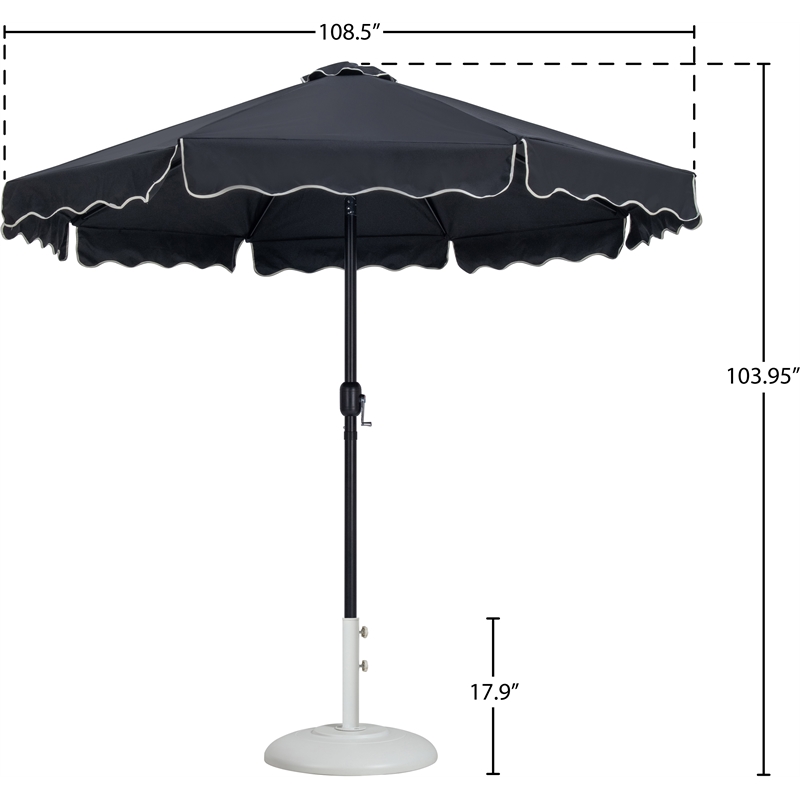 Meridian Furniture Amalfi Black Polyester Patio Umbrella with Base Set