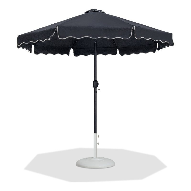 Meridian Furniture Amalfi Black Polyester Patio Umbrella with Base Set