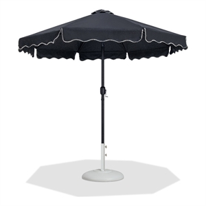 Meridian Furniture Amalfi Black Polyester Patio Umbrella with Base Set