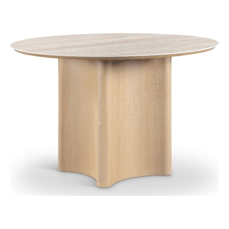 Meridian Furniture Corvina Natural Oak Veneer And Sintered Stone Dining Table