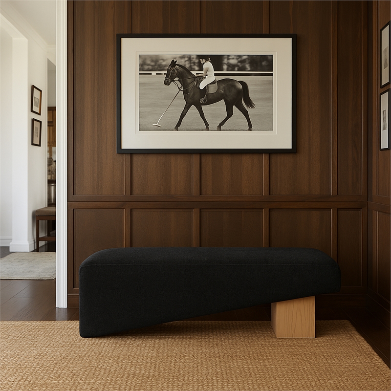 Meridian Furniture Alora Black Polyester Fabric Bench