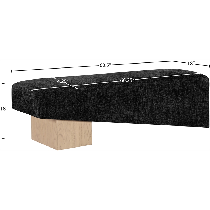 Meridian Furniture Alora Black Polyester Fabric Bench